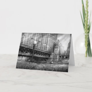 Chicago, IL - DuSable Bridge built in 1920  - BW Karte