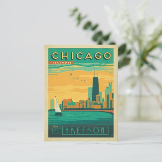 Chicago, IL - Genießen Sie das Seeufer Postkarte (Stehend Vorderseite)