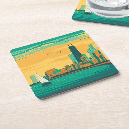 Chicago, IL - Genießen Sie das Seeufer Rechteckiger Pappuntersetzer (angewinkelt)