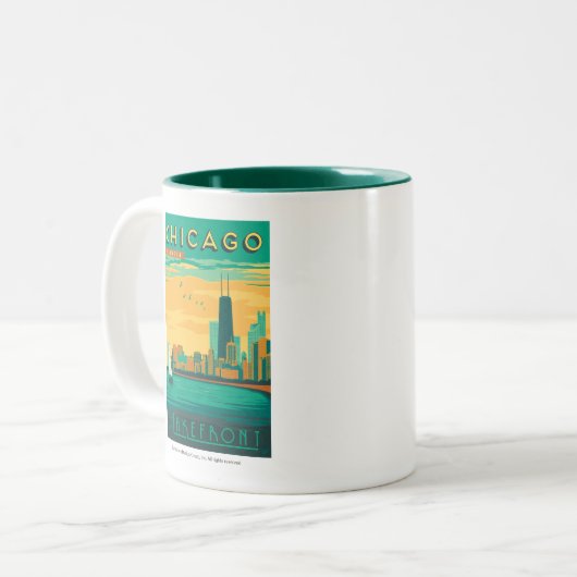Chicago, IL - Genießen Sie das Seeufer Zweifarbige Tasse (Vorderseite Links)