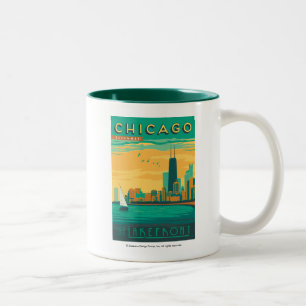 Chicago, IL - Genießen Sie das Seeufer Zweifarbige Tasse