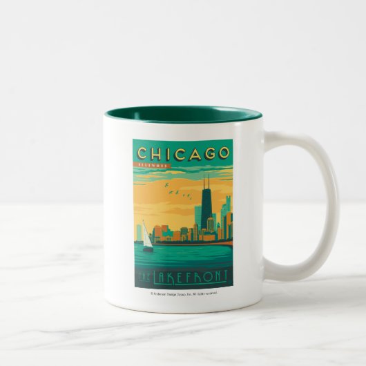 Chicago, IL - Genießen Sie das Seeufer Zweifarbige Tasse (Rechts)