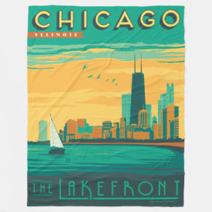 Chicago, IL - Genießen Sie die Uferpromenade Fleecedecke