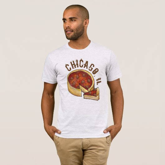 Chicago IL Illinois Deep Dish Pepperoni Pizza Food T-Shirt (Vorne ganz)