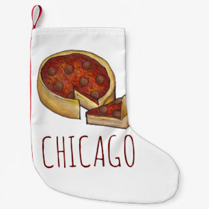 Chicago IL Illinois Deep Dish Pepperoni Pizza Pie Kleiner Weihnachtsstrumpf