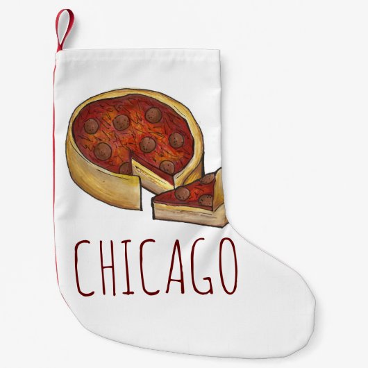 Chicago IL Illinois Deep Dish Pepperoni Pizza Pie Kleiner Weihnachtsstrumpf (Vorderseite)