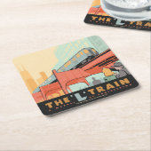 Chicago, IL - "L" Zug Rechteckiger Pappuntersetzer (angewinkelt)