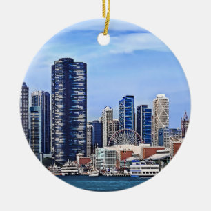 Chicago IL - Lake Michigan Near Navy Pier Keramik Ornament