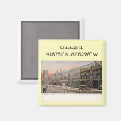 Chicago IL Map Koordiniert Vintagen Stil Magnet (Vorderseite/Rückseite)