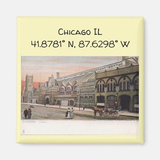 Chicago IL Map Koordiniert Vintagen Stil Magnet (Vorne)