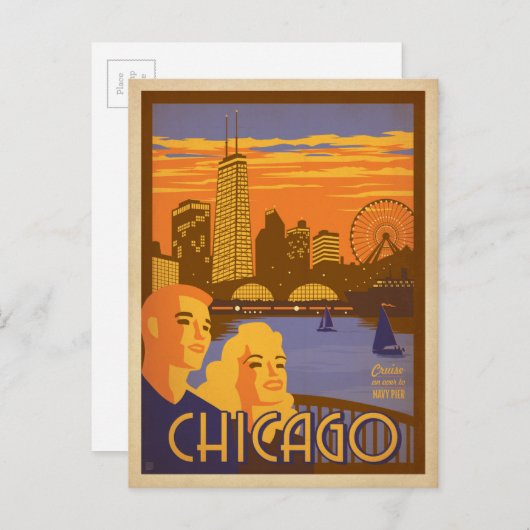 Chicago, IL - Marinepier Postkarte (Vorne/Hinten)