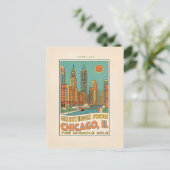 Chicago IL Miracle Mile Retro Postkarte (Stehend Vorderseite)