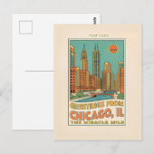 Chicago IL Miracle Mile Retro Postkarte (Vorne/Hinten)