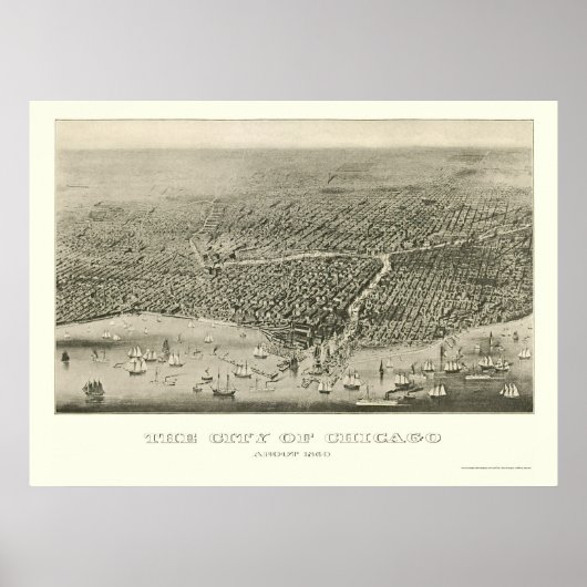 Chicago, IL Panoramic Map - 1860 Poster (Vorne)