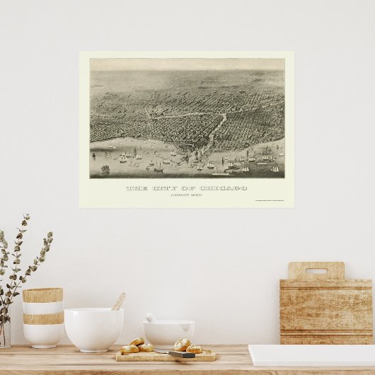 Chicago, IL Panoramic Map - 1860 Poster (Küche)