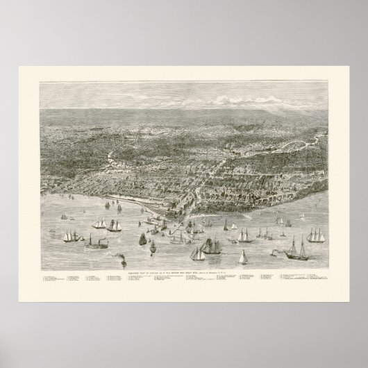 Chicago, IL Panoramic Map - 1871 Poster (Vorne)