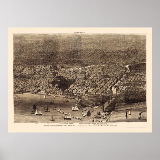 Chicago, IL Panoramic Map - 1874 Poster (Vorne)