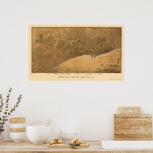 Chicago, IL Panoramic Map - 1892a Poster (Küche)