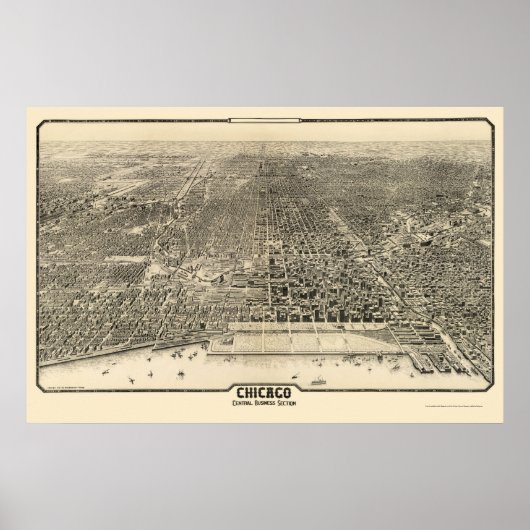 Chicago, IL Panoramic Map - 1916 Poster (Vorne)