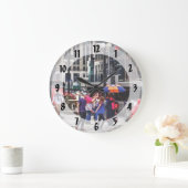 Chicago IL - Regentag auf E Wacker Drive Große Wanduhr (Zuhause)