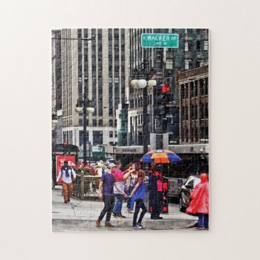 Chicago IL - Regentag auf E Wacker Drive Puzzle (Vertikal)