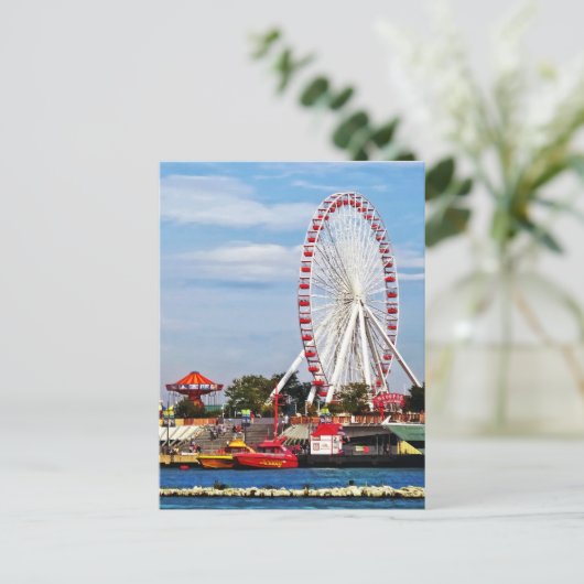 Chicago IL - Riesenrad am Navy Pier Postkarte (Stehend Vorderseite)