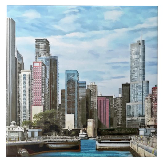 Chicago IL - Schleuse Chicago Harbour Fliese (Vorderseite)
