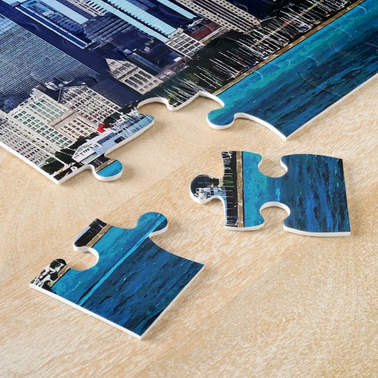 Chicago IL - Schooner gegen Chicago Skyline Puzzle (Seite)