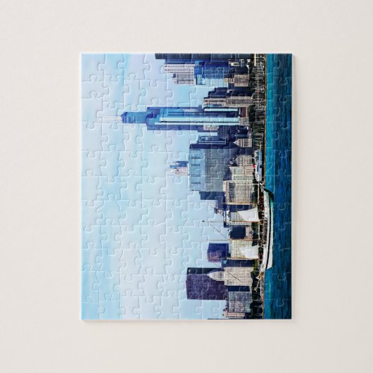 Chicago IL - Schooner gegen Chicago Skyline Puzzle (Vertikal)