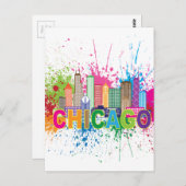 Chicago IL Skyline Abstrakt Color Illustration Postkarte (Vorne/Hinten)