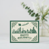 Chicago, IL Skyline Happy Holidays Feiertagspostkarte (Stehend Vorderseite)
