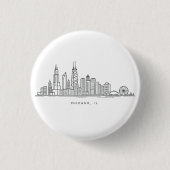 Chicago IL Stadtbild-Illustration Button (Vorderseite)