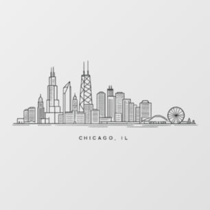 Chicago IL Stadtbild-Illustration Fensteraufkleber