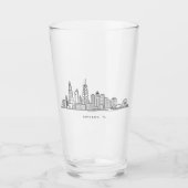 Chicago IL Stadtbild-Illustration Glas (Vorderseite)