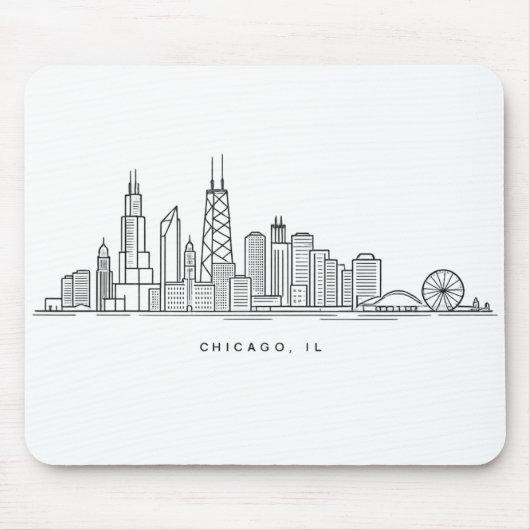 Chicago IL Stadtbild-Illustration Mousepad (Vorne)