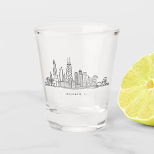 Chicago IL Stadtbild-Illustration Schnapsglas