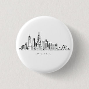 Chicago IL Stadtlandschaft Illustration Button