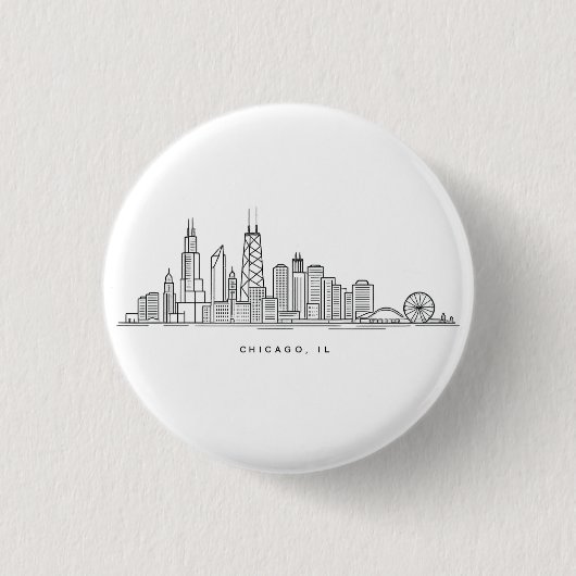 Chicago IL Stadtlandschaft Illustration Button (Vorderseite)