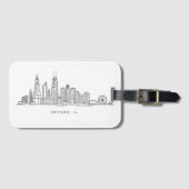 Chicago IL Stadtlandschaft Illustration Gepäckanhänger (Vorderseite (Horizontal))