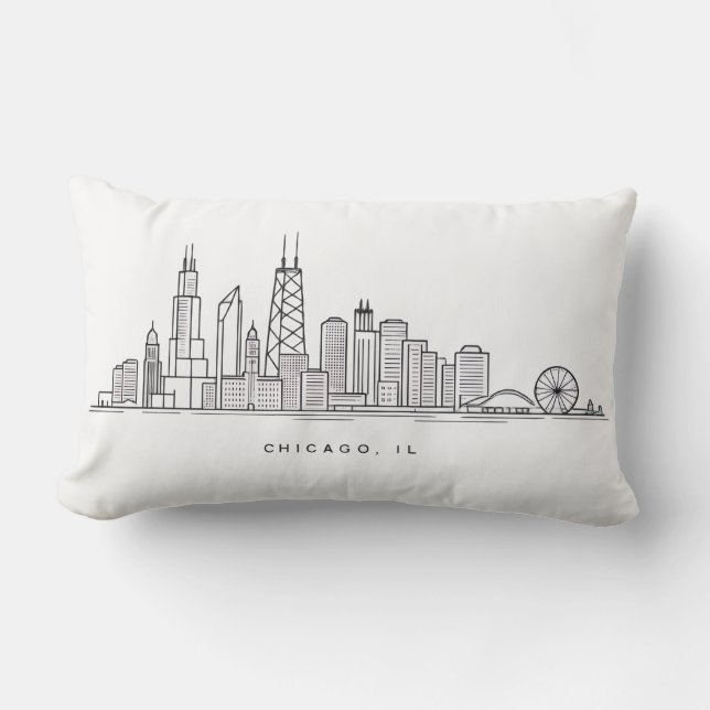 Chicago IL Stadtlandschaft Illustration Lendenkissen (Vorderseite)