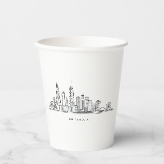 Chicago IL Stadtlandschaft Illustration Pappbecher (Vorderseite)