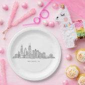 Chicago IL Stadtlandschaft Illustration Pappteller (Party)
