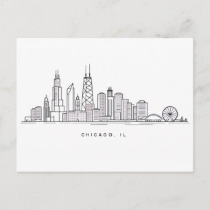 Chicago IL Stadtlandschaft Illustration Postkarte