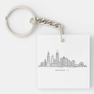 Chicago IL Stadtlandschaft Illustration Schlüsselanhänger