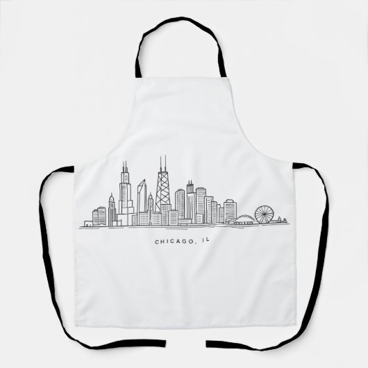 Chicago IL Stadtlandschaft Illustration Schürze (Vorderseite)