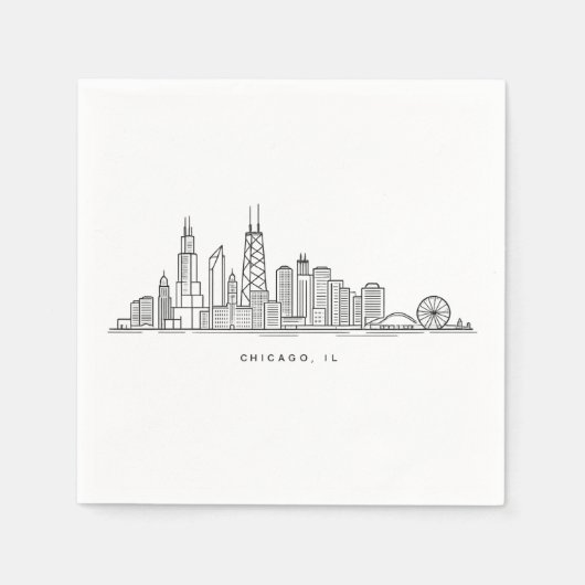 Chicago IL Stadtlandschaft Illustration Serviette (Vorderseite)