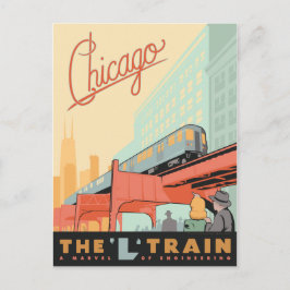 Chicago, IL - Zug "L" Postkarte