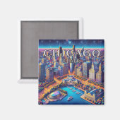 Chicago Illinois 3 Souvenir Kühlschrankmagnet (Vorderseite/Rückseite)