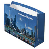 Chicago, Illinois Abstrakt Skyline Große Geschenktüte (Rückseite Schrägansicht)