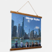 Chicago, Illinois Abstrakt Skyline Wandteppich Mit Holzrahmen (Gewinkelt)